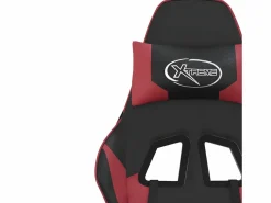 Clicnbuy piezas Silla gaming de masaje cuero sintético negro y vino tinto