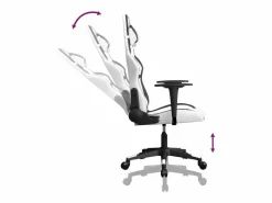 Clicnbuy piezas Silla gaming de masaje cuero sintético blanco y