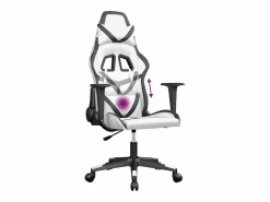Clicnbuy piezas Silla gaming de masaje cuero sintético blanco y