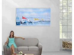 Best Pintura al óleo barcos pintados a mano Cuadro