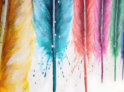 MCW Pintura al óleo plumas pintadas a mano