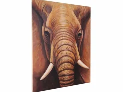 Outlet Pintura al óleo primer plano elefante pintado a mano Cuadro