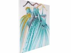 New MCW Pintura al óleo Vestidos verdes pintados a mano Multicolor