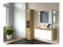 Online TOPESHOP PISA - Mueble de baño - 170x30x30 cm - Mueble de baño para inodoro - Mueble columna - Imitación madera Color natural claro