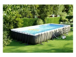 Hot Piscina de jardín 975x488x132 cm con bomba, escalera y accesorios Piscina Desmontable