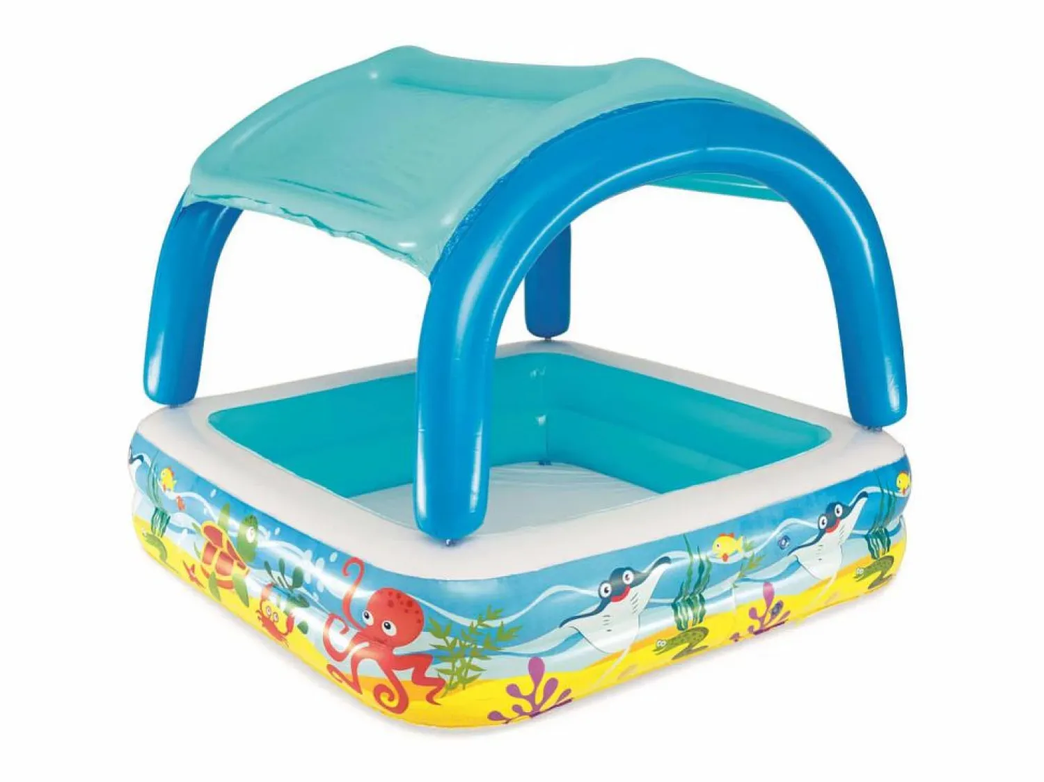 Discount Piscina de juegos con toldo 140x140x114 cm 52192 ES745043 Azul