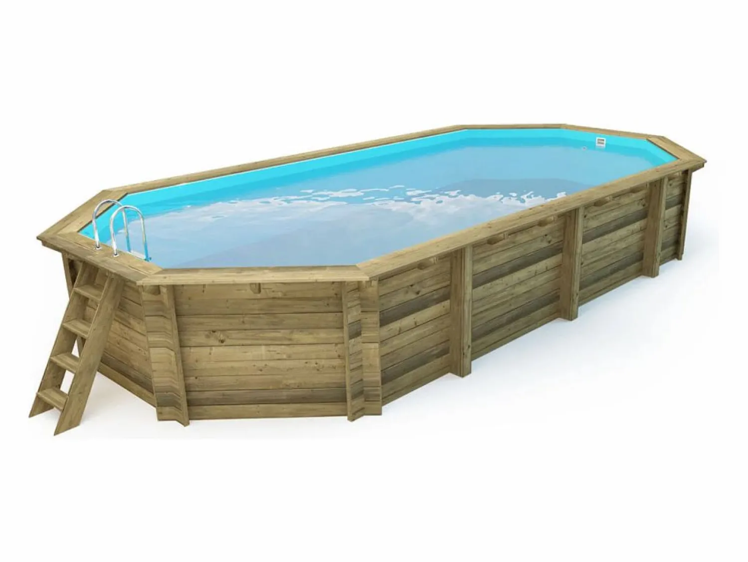 Sale Habitat et jardin Piscina de madera " Palma " - 7,57 x 4,07 x 1,31 m + cubierta de burbujas de 180 µ + cubierta de invierno de 280 gr/m² Marru00f3n