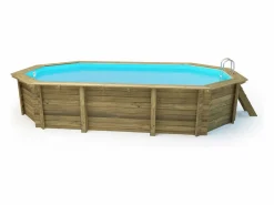 Piscina de madera "Brazilia 130", 5,86 x 3,86 x 1,31 m - Cubierta de burbujas de 180 µ - Cubierta de invierno de 280 g/m² Piscina De Madera
