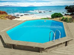 Habitat et jardin Piscina de madera "Florida 145" - 6,57 x 4,57 x 1,44 m + bomba de calor inverter "PowerLine by Hayward" 6 kw/h - Negro