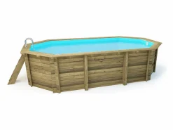 Habitat et jardin Piscina de madera "Havana" 7.57 x 4.07 x 1.44 m Marru00f3n