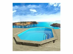 Clearance Piscina de madera "Miami" - 4,86 x 3,36 x 1,20 m + minibomba de calor de 3,5kW - Metal - Gris Piscina De Madera