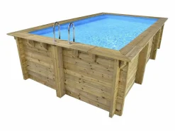 New Piscina de madera rectangular "Aruba" - 5,00 x 3,00 x 1,24 m Piscina De Madera