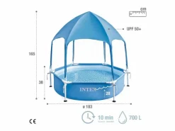 Clearance Intex Piscina desmontable Canopy Metal Frame con toldo 700L Ø183x38 cm Azul