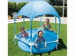 Clearance Intex Piscina desmontable Canopy Metal Frame con toldo 700L Ø183x38 cm Azul