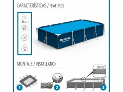 Best Piscina Desmontable Rectangular Steel Pro 400x211x81 cm con Depuradora de Cartucho de 1.249 l/h Color Piscina Tubular