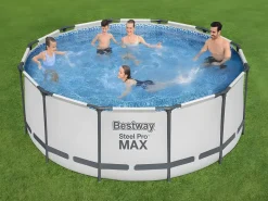 Best Piscina Desmontable Tubular Steel Pro Max 366x122 cm con Depuradora Cartucho 2.006 L/H Cobertor y Escalera Piscina Tubular