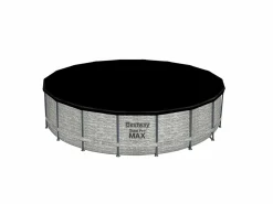 Outlet Bestway Piscina Desmontable Tubular Steel Pro Max Diseño Piedra Ø549x122 cm Depuradora Cartucho 5.678 L/H Cobertor y Escalera Gris