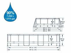 Bestway Piscina Desmontable Tubular Power Steel Oval Diseño Ratán 427x250x100 cm con Depuradora Cartucho 2.006 L/H Marru00f3n