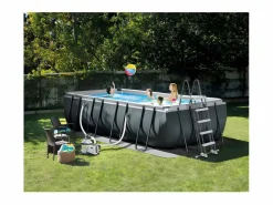 Discount Intex Piscina elevada rectangular 549x274x132 cm con bomba y accesorios Gris