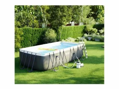 Discount Intex Piscina elevada rectangular 549x274x132 cm con bomba y accesorios Gris