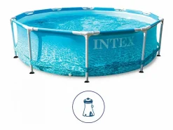 Hot Piscina Elevada Redonda Fondo Marino 28208 Beachside Metal Frame 305x76cm Piscina Tubular