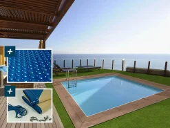 Outlet Piscina rectangular de madera "Caimans" - 4,10 x 3,00 x 1,24 m + cubierta de burbujas de 180 µ - cubierta de invierno de 280 g/m² Piscina De Madera