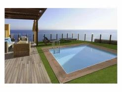 Hot Habitat et jardin Piscina rectangular de madera "Maldivas" - 3,20 x 3,20 x 1,24 m Marru00f3n