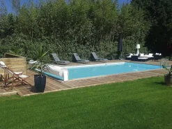 Hot Habitat et jardin Piscina rectangular de madera "Oceano" - 9.20 x 5.20 x 1.44 m Marru00f3n