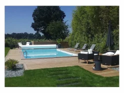 Hot Habitat et jardin Piscina rectangular de madera "Oceano" - 9.20 x 5.20 x 1.44 m Marru00f3n