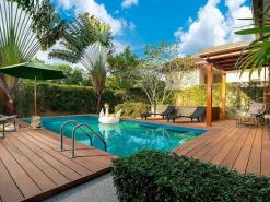 Habitat et jardin Piscina rectangular de madera "Panama 130" - 6,20 x 4,10 x 1,31 m + bomba de calor inverter "PowerLine by Hayward" 6 kw/h - Negro