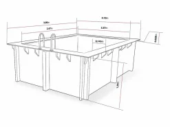 Discount Habitat et jardin Piscina rectangular de madera "Caimans 140" - 4,10 x 3,00 x 1,39 m + Minibomba de calor de 3,5 kW - Metal - Gris Color natural claro