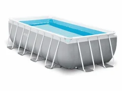 Discount Intex Piscina rectangular 400x200x100 cm sobre suelo con bomba y escalera Gris