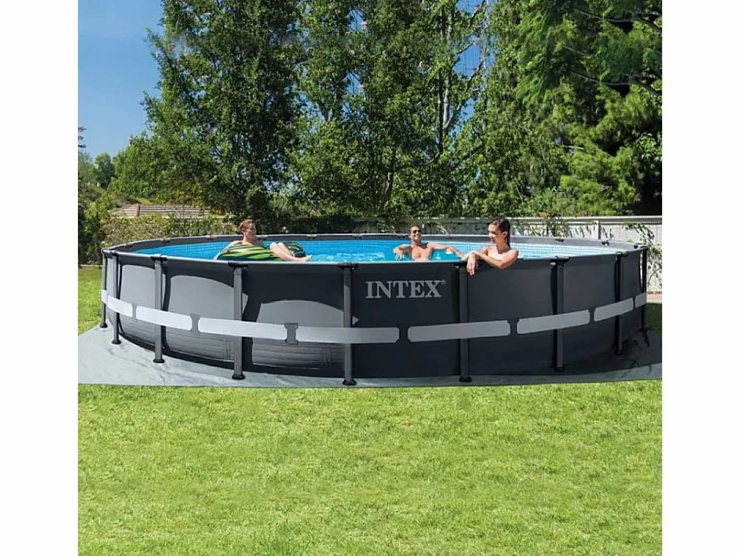 Sale Intex Piscina redonda desmontable Ultra XTR Frame 30079L con depuradora gris oscuro Ø610x122 cm Transparente