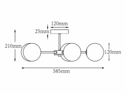 Online Plafón mate y blanco L.58.5 x Alt.21 cm - SOFIA Plafón
