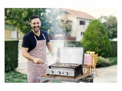 Habitat et jardin Plancha de asar a gas con 3 quemadores y tapa metálica "Fasto" - 7,5 kw - Gris