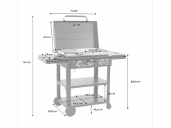 Clearance Plancha de gas 3 quemadores acero inoxidable con carrito, 12kw Plancha Cocina