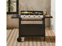 Sweeek Plancha de gas 4 quemadores 10kw + carro