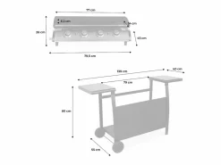 Sweeek Plancha de gas 4 quemadores 10kw + carro