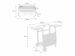 Online Sweeek Plancha de gas 2 quemadores 5kw con carrito Negro