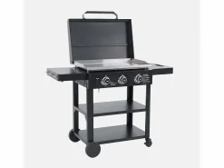 Sweeek Plancha de gas 3 quemadores acero inoxidable 12kw con carrito y
