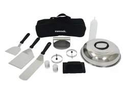 Plancha de gas 4 quemadores de acero inoxidable con carrito y