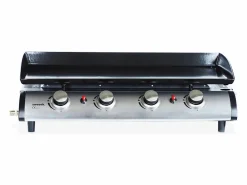 Plancha de gas 4 quemadores de acero inoxidable con carrito y