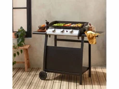 Hot Plancha de gas de 3 quemadores 7,5kw + carro Plancha Cocina