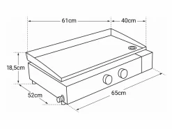 Online Cook'in Garden Plancha de gas FINESTA 2B - 2 quemadores 5kW Negro