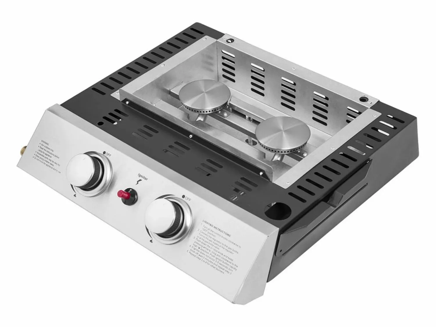 Happy Garden Plancha de gas MALA 2 quemadores 5kW + carrito