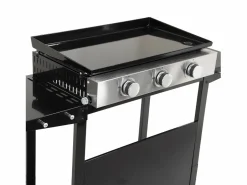 Discount Happy Garden Plancha de gas MÉRIDA 3 quemadores 6kW + carrito - Negro
