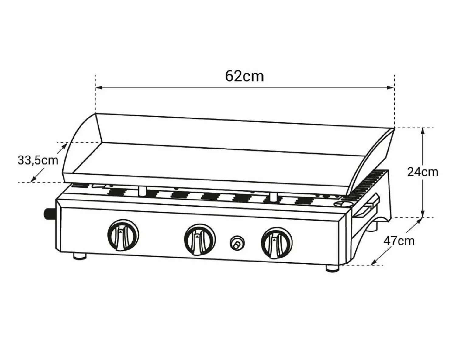 Happy Garden Plancha de gas SÉVILLE 3 quemadores 7,5kW - Negro