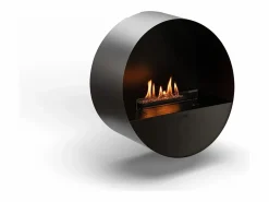 Planika - Chimenea de bioetanol de pared y suelo sin ventilación BEV, con burbujas, control remoto, de acero, para pared y suelo Negro