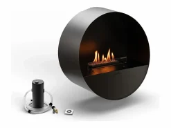 Planika - Chimenea de bioetanol de pared y suelo sin ventilación BEV, con burbujas, control remoto, de acero, para pared y suelo Negro
