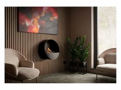 Planika - Chimenea de bioetanol de pared y suelo sin ventilación BEV, con burbujas, control remoto, de acero, para pared y suelo Negro